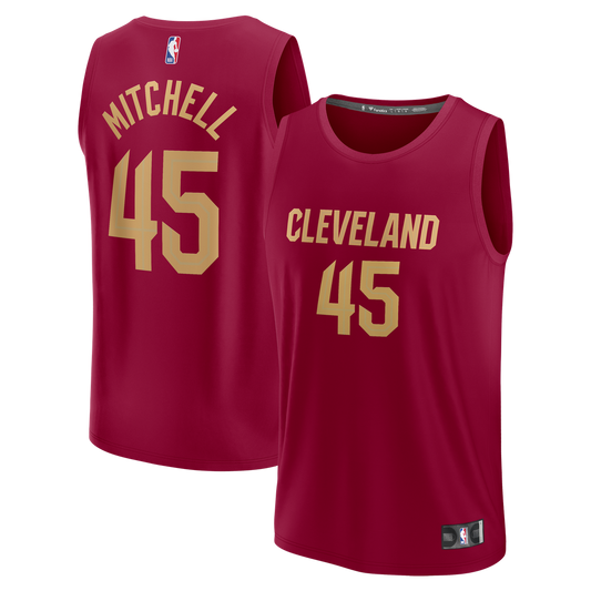 Donovan Mitchell Cleveland Cavaliers Fanatics Fast Break Replica Jersey - Icon Edition - Wine Official NBA Team Apparel Basketball Fan Gear