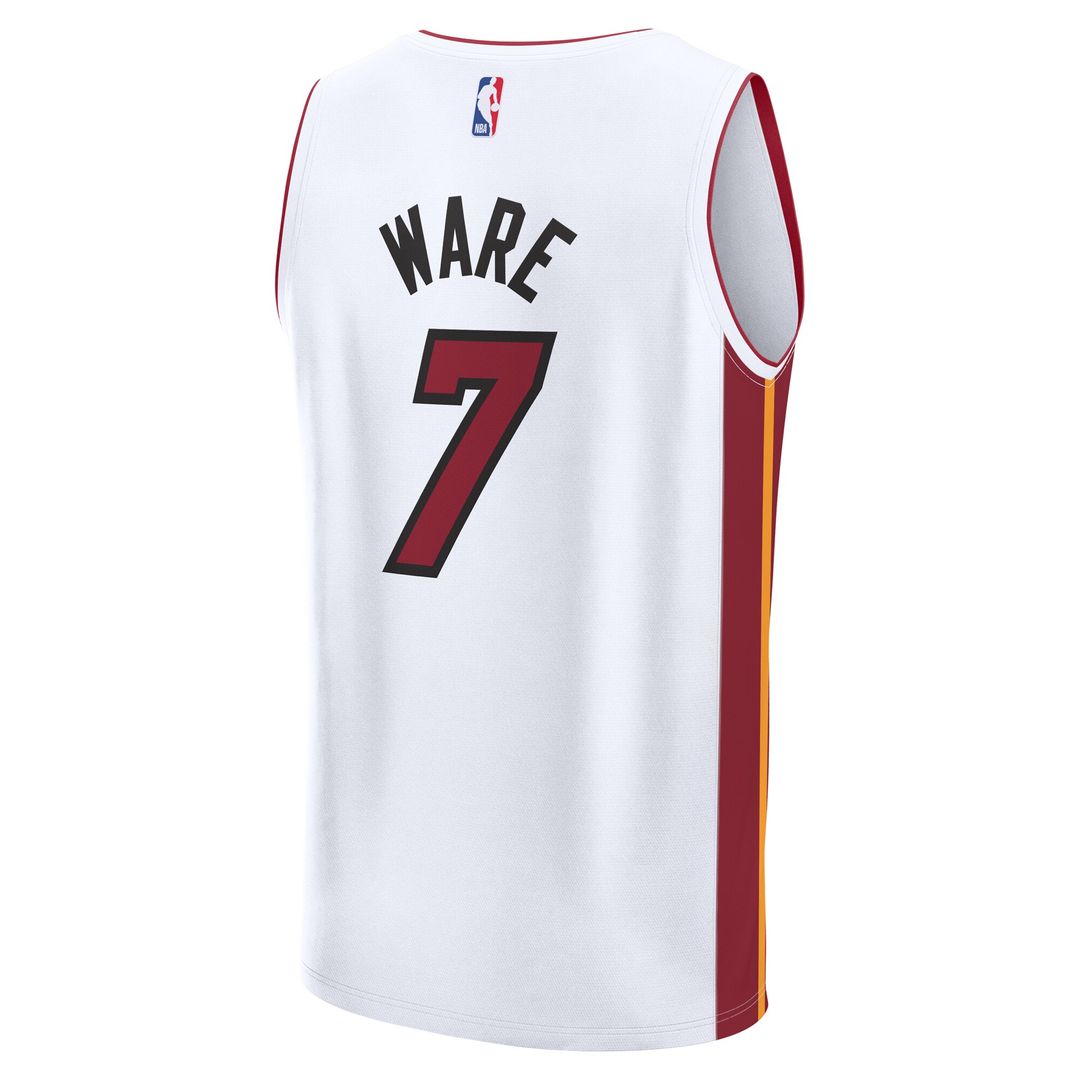 Kel'el Ware Miami Heat Fanatics Youth Fast Break Replica Player Jersey - Association - White Edition Official NBA Team Apparel Basketball Fan Gear