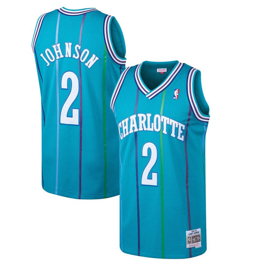 Larry Johnson Charlotte Hornets Mitchell & Ness 1992/93 Hardwood Classics Swingman Jersey - Teal Official NBA Team Apparel Basketball Fan Gear