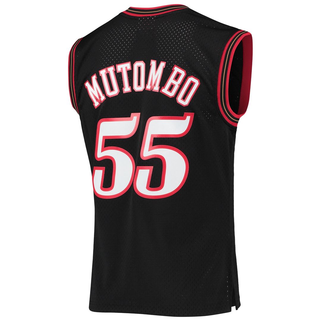 Dikembe Mutombo Philadelphia 76ers Mitchell & Ness Hardwood Classics Swingman Jersey - Black Official NBA Team Apparel Basketball Fan Gear