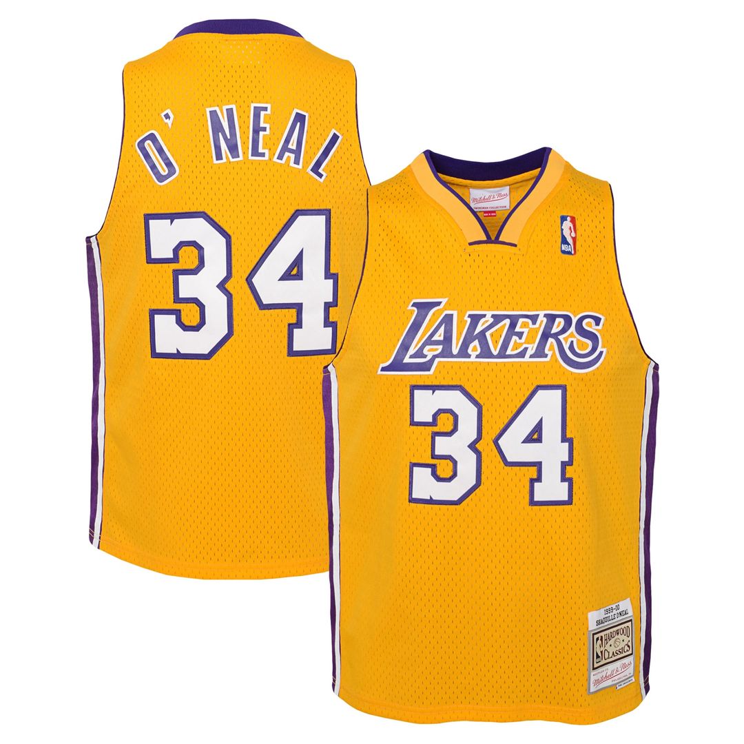 Shaquille O'Neal Los Angeles Lakers Mitchell & Ness Youth 1999/00 Hardwood Classics Swingman Jersey - Gold Official NBA Team Apparel Basketball Fan Ge