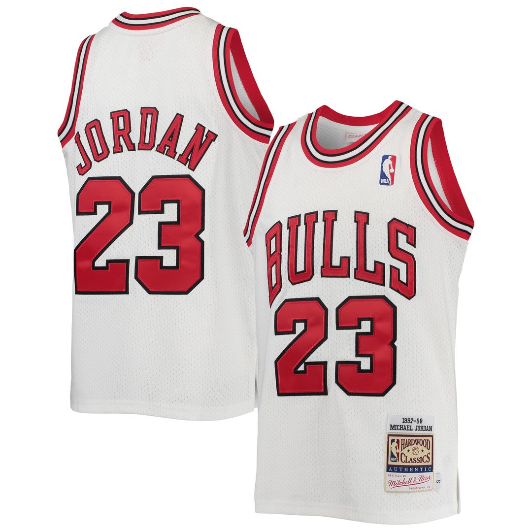 Michael Jordan Chicago Bulls Mitchell & Ness Youth 1997/98 Hardwood Classics Authentic Jersey - White Official NBA Team Apparel Basketball Fan Gear