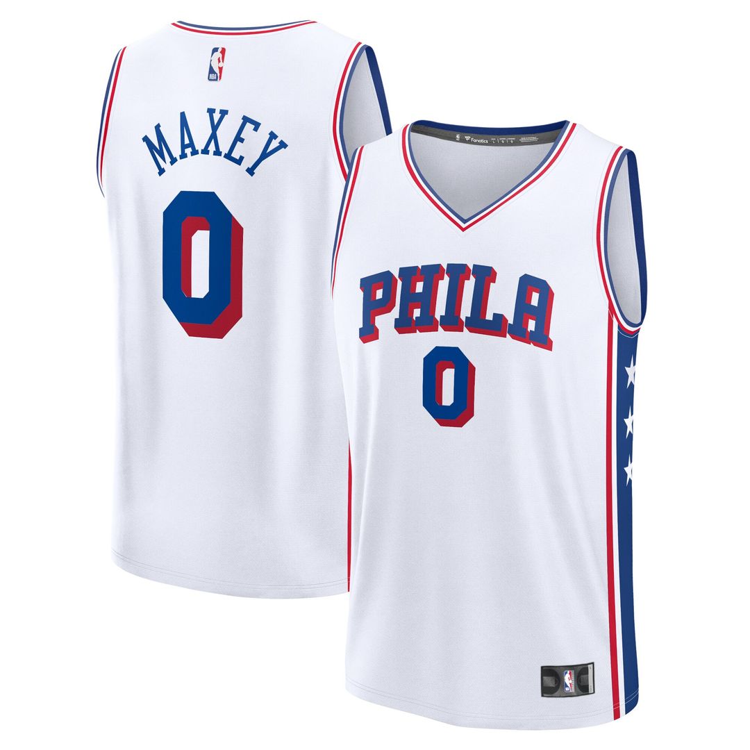 Tyrese Maxey Philadelphia 76ers Fanatics Fast Break Replica Player Jersey - Association Edition - White Official NBA Team Apparel Basketball Fan Gear