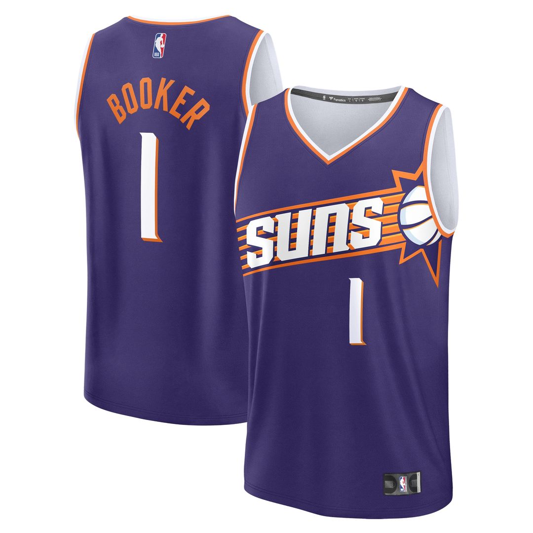 Devin Booker Phoenix Suns Fanatics Fast Break Replica Player Jersey - Icon Edition - Purple Official NBA Team Apparel Basketball Fan Gear