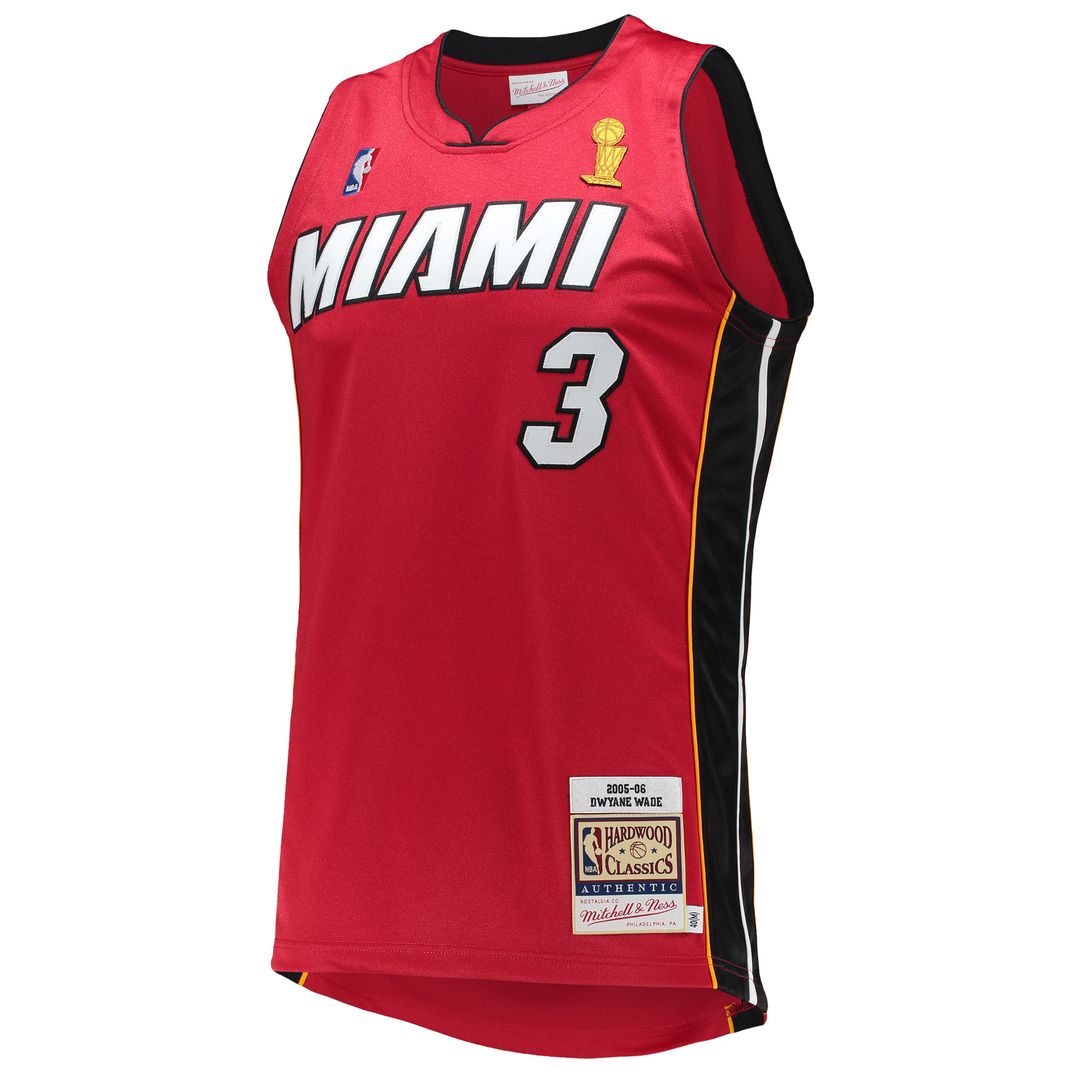 Dwyane Wade Miami Heat Mitchell & Ness 2005-06 Hardwood Classics Authentic Jersey - Red Official NBA Team Apparel Basketball Fan Gear