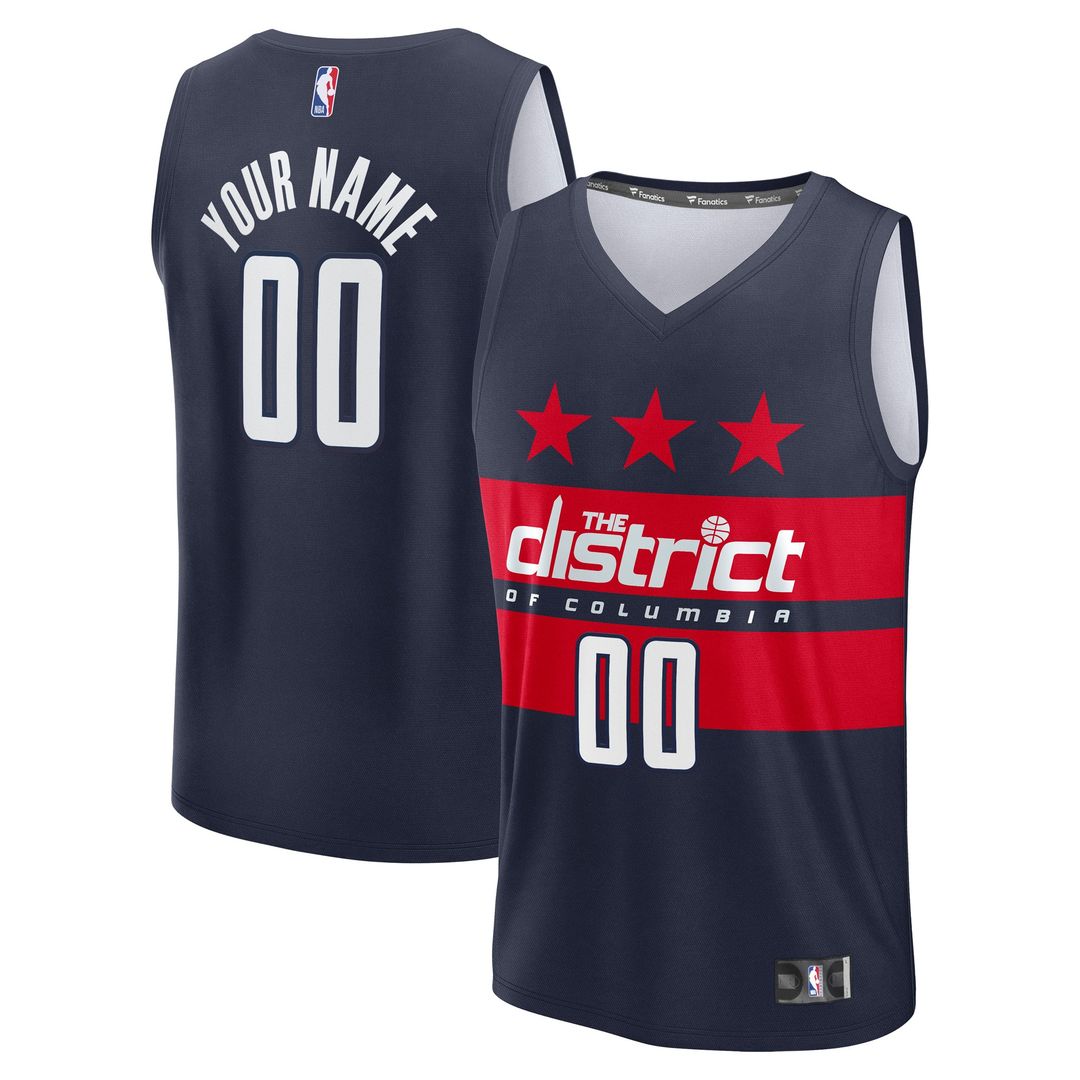 Washington Wizards Fanatics Fast Break Custom Jersey - Statement Edition - Navy Official NBA Team Apparel Basketball Fan Gear