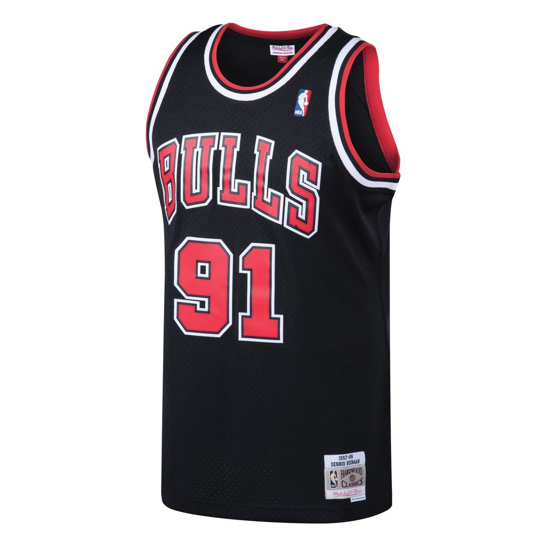 Dennis Rodman Chicago Bulls Mitchell & Ness 1997/98 Hardwood Classics Swingman Jersey - Black Official NBA Team Apparel Basketball Fan Gear
