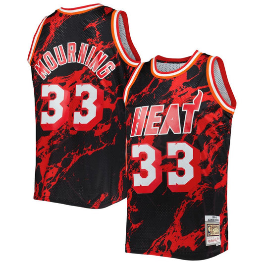 Alonzo Mourning Miami Heat Mitchell & Ness 1996/97 Hardwood Classics Marble Swingman Jersey - Black Official NBA Team Apparel Basketball Fan Gear