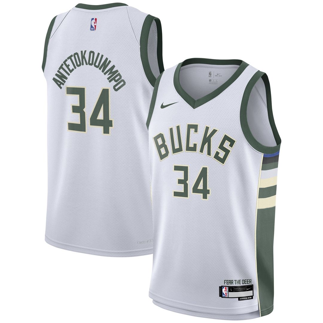 Giannis Antetokounmpo Milwaukee Bucks Nike Youth Swingman Jersey - Association Edition - White Official NBA Team Apparel Basketball Fan Gear