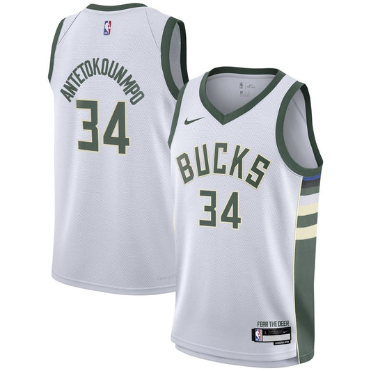Giannis Antetokounmpo Milwaukee Bucks Nike Youth Swingman Jersey - Association Edition - White Official NBA Team Apparel Basketball Fan Gear