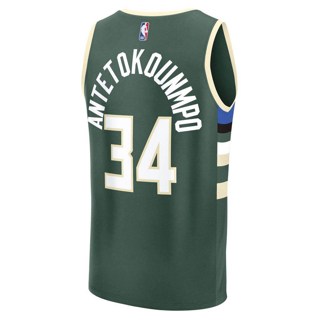 Giannis Antetokounmpo Milwaukee Bucks Fanatics Fast Break Replica Player Jersey - Icon Edition - Hunter Green Official NBA Team Apparel Basketball Fan