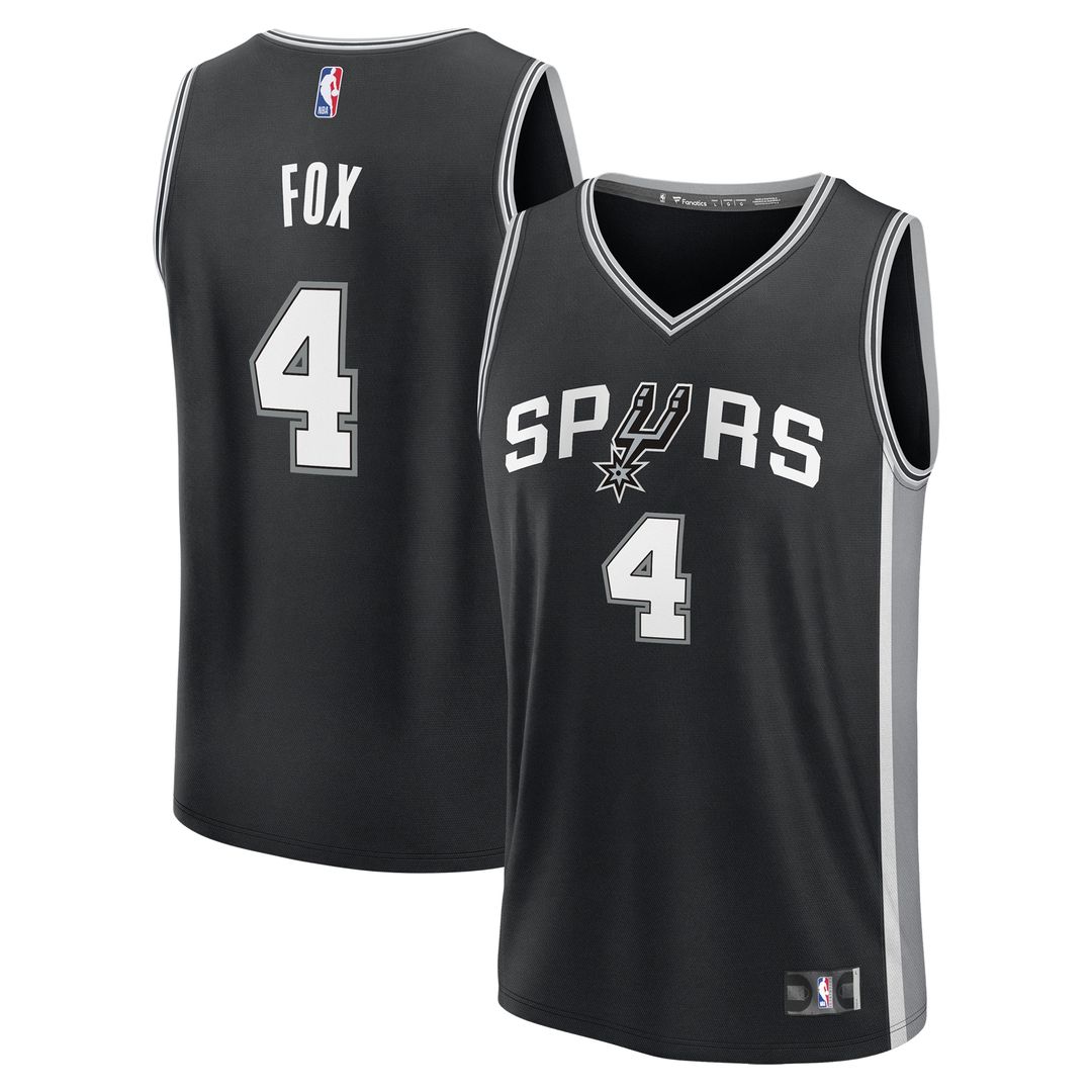 De'Aaron Fox San Antonio Spurs Fanatics Fast Break Replica Player Jersey - Icon Edition - Black Official NBA Team Apparel Basketball Fan Gear
