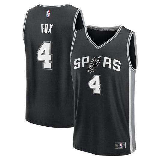 De'Aaron Fox San Antonio Spurs Fanatics Fast Break Replica Player Jersey - Icon Edition - Black Official NBA Team Apparel Basketball Fan Gear