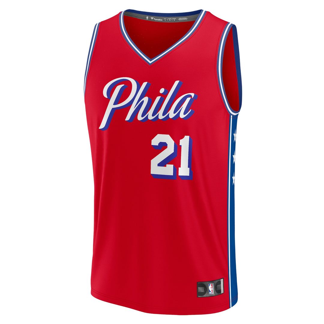 Joel Embiid Philadelphia 76ers Fanatics Fast Break Replica Player Jersey - Statement Edition - Red Official NBA Team Apparel Basketball Fan Gear