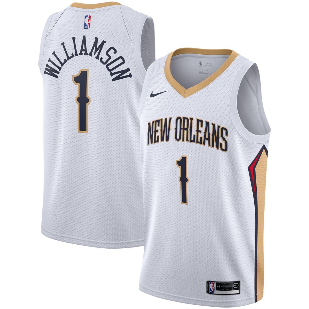Zion Williamson New Orleans Pelicans Nike 2019/2020 Swingman Jersey - Association Edition - White Official NBA Team Apparel Basketball Fan Gear