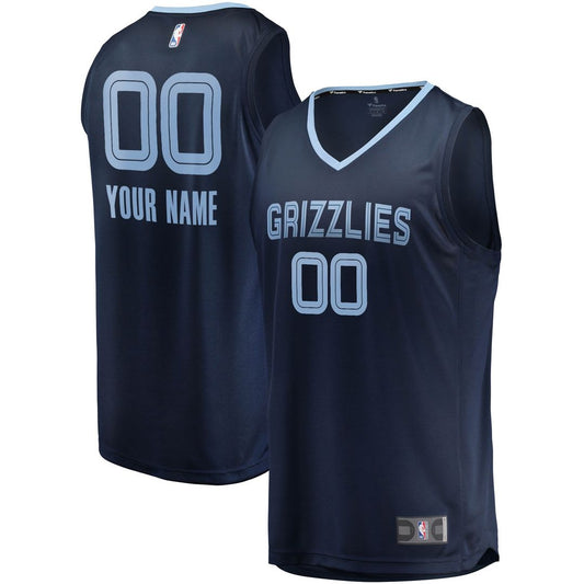 Memphis Grizzlies Fanatics Fast Break Custom Replica Jersey Navy - Icon Edition Official NBA Team Apparel Basketball Fan Gear