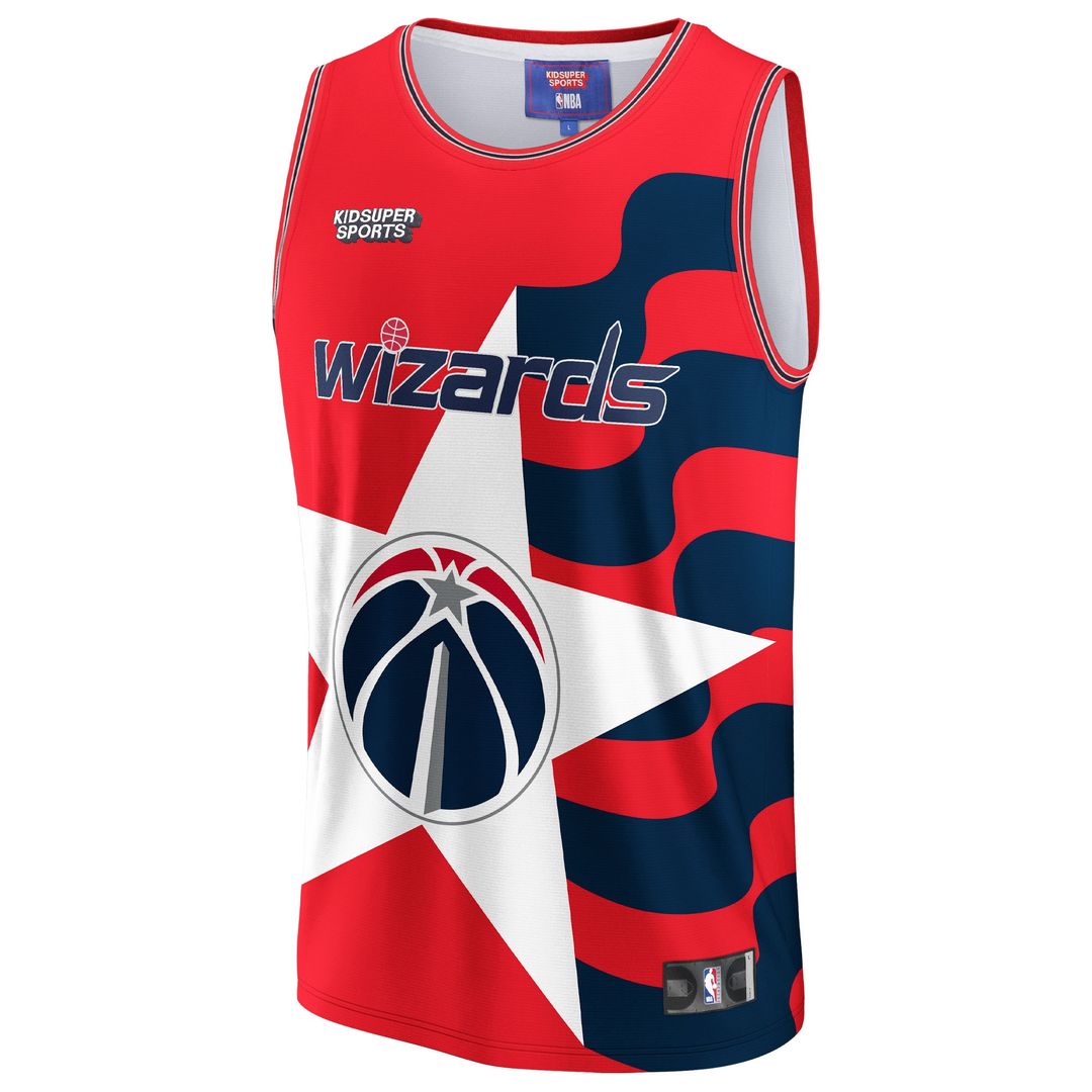 Washington Wizards NBA & KidSuper Studios by Fanatics Unisex Hometown Jersey - Red Official NBA Team Apparel Basketball Fan Gear