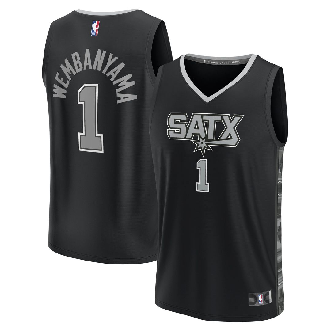 Victor Wembanyama San Antonio Spurs Fanatics Fast Break Replica Player Jersey - Statement Edition - Black Official NBA Team Apparel Basketball Fan Gea