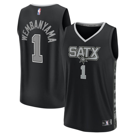 Victor Wembanyama San Antonio Spurs Fanatics Fast Break Replica Player Jersey - Statement Edition - Black Official NBA Team Apparel Basketball Fan Gea