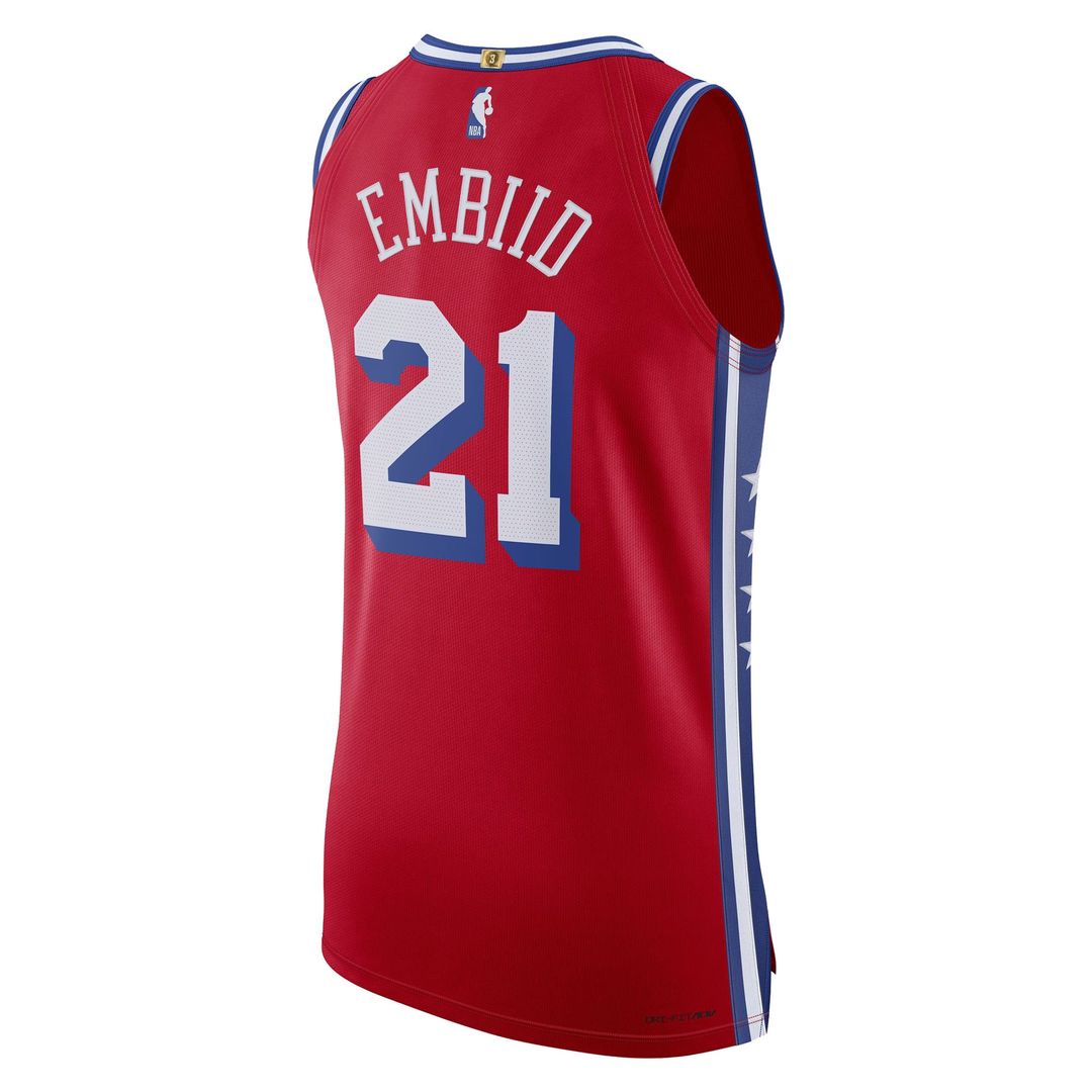 Joel Embiid Philadelphia 76ers Jordan Brand Authentic Player Jersey - Statement Edition - Red Official NBA Team Apparel Basketball Fan Gear