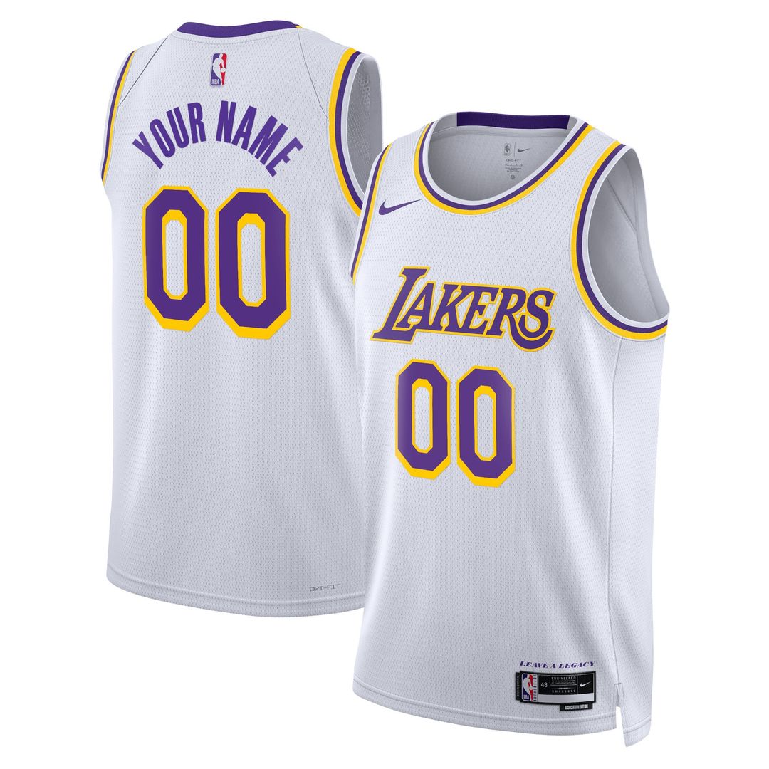 Los Angeles Lakers Nike Unisex Swingman Custom Jersey White - Association Edition Official NBA Team Apparel Basketball Fan Gear