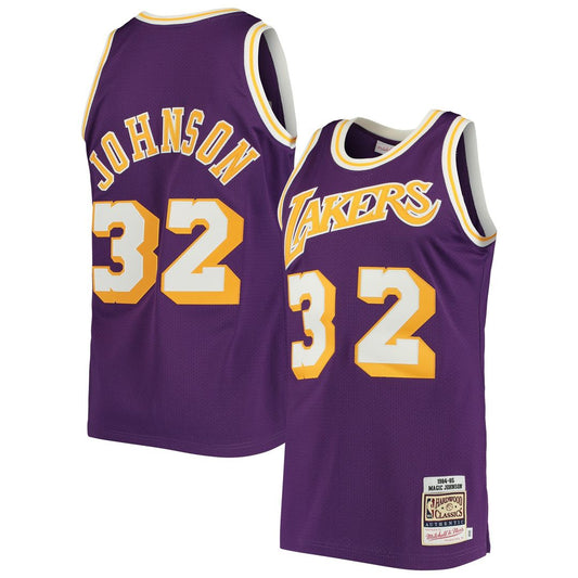 Magic Johnson Los Angeles Lakers Mitchell & Ness 1984/85 Hardwood Classics Authentic Jersey - Purple Official NBA Team Apparel Basketball Fan Gear