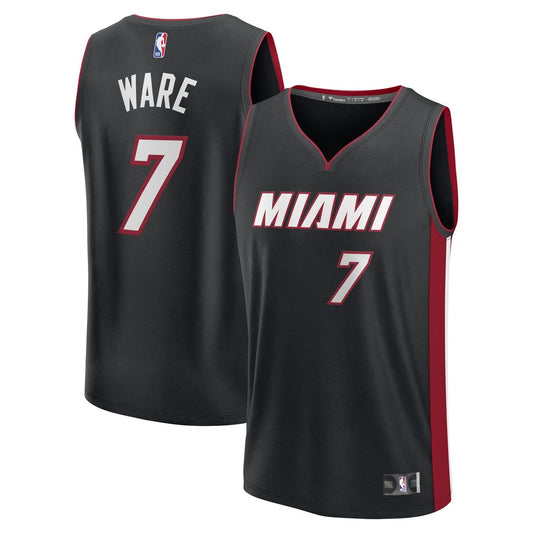 Kel'el Ware Miami Heat Fanatics Fast Break Replica Player Jersey - Icon Edition - Black Official NBA Team Apparel Basketball Fan Gear