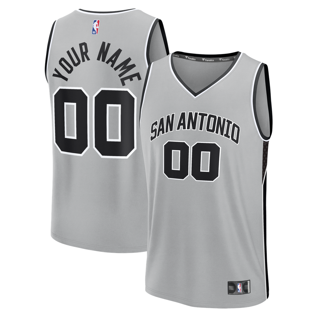 San Antonio Spurs Fanatics Youth Fast Break Custom Jersey - Statement Edition - Silver Official NBA Team Apparel Basketball Fan Gear
