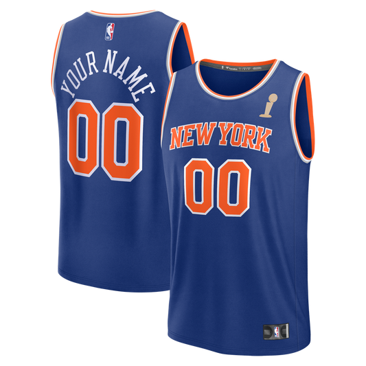 New York Knicks Fanatics Youth 2026 NBA Finals Fast Break Custom Jersey - Icon Edition - Blue Official NBA Team Apparel Basketball Fan Gear