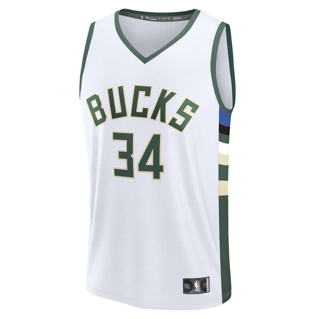Giannis Antetokounmpo Milwaukee Bucks Fanatics Fast Break Replica Player Jersey - Association Edition - White Official NBA Team Apparel Basketball Fan