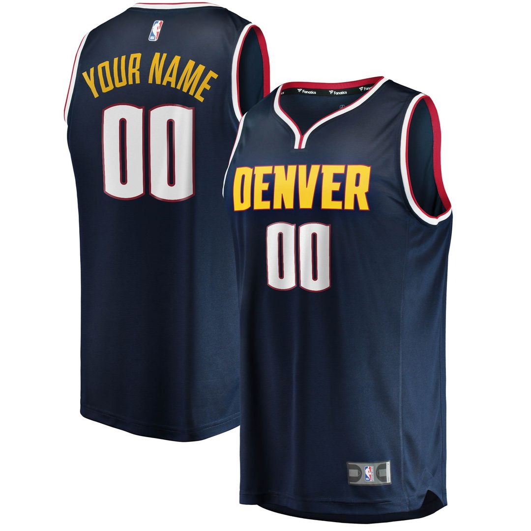 Denver Nuggets Fanatics Youth Fast Break Custom Replica Jersey Navy - Icon Edition Official NBA Team Apparel Basketball Fan Gear