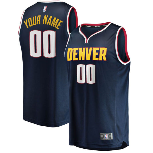 Denver Nuggets Fanatics Youth Fast Break Custom Replica Jersey Navy - Icon Edition Official NBA Team Apparel Basketball Fan Gear