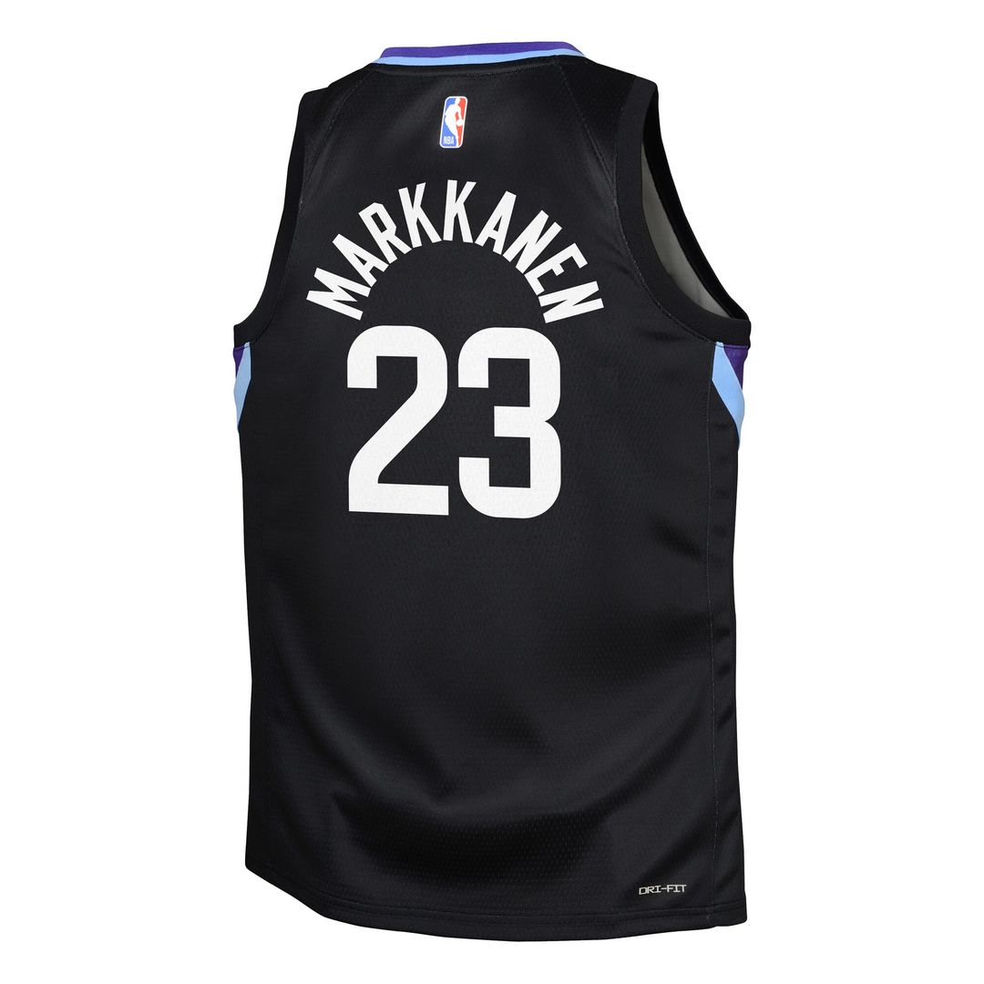 Lauri Markkanen Utah Jazz Jordan Brand Youth Swingman Jersey - Statement Edition - Black Official NBA Team Apparel Basketball Fan Gear