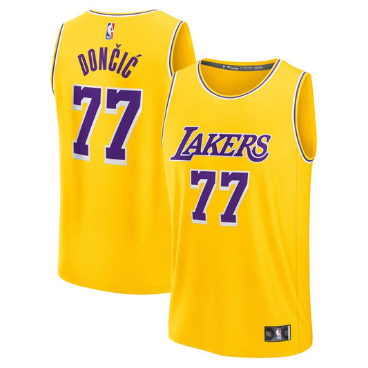 Luka Dončić Los Angeles Lakers Fanatics Youth Fast Break Replica Player Jersey - Gold Official NBA Team Apparel Basketball Fan Gear