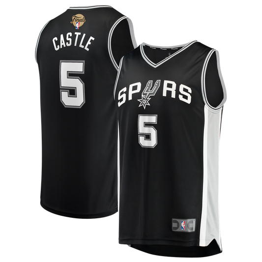 Stephon Castle San Antonio Spurs Fanatics 2026 NBA Finals Patch Fast Break Jersey - Icon Edition - Black Official NBA Team Apparel Basketball Fan Gear