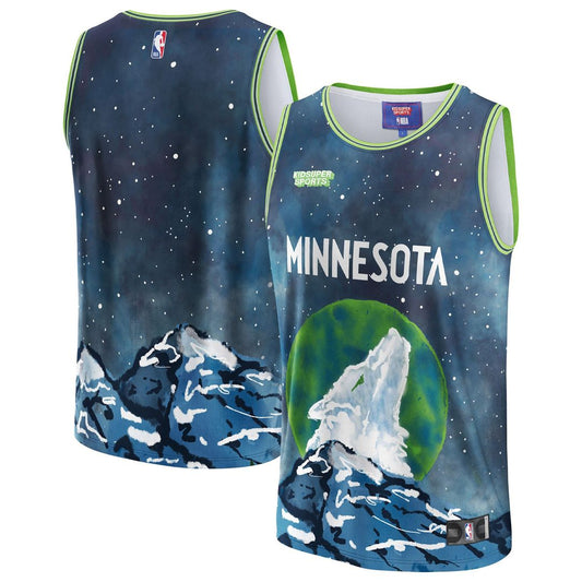 Minnesota Timberwolves NBA & KidSuper Studios by Fanatics Unisex Hometown Jersey - Blue Official NBA Team Apparel Basketball Fan Gear