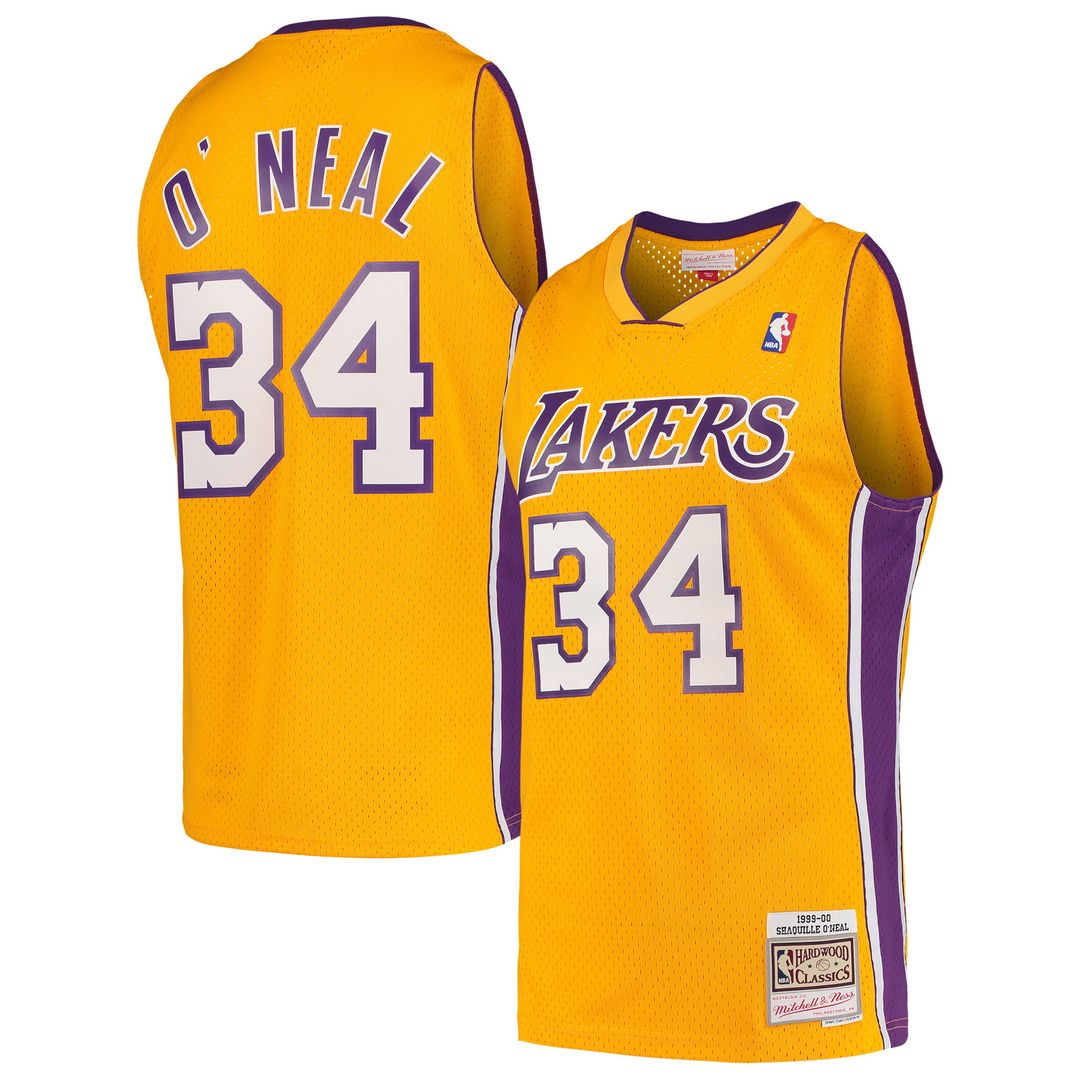 Shaquille O'Neal Los Angeles Lakers Mitchell & Ness Hardwood Classics Swingman Jersey - Gold Official NBA Team Apparel Basketball Fan Gear