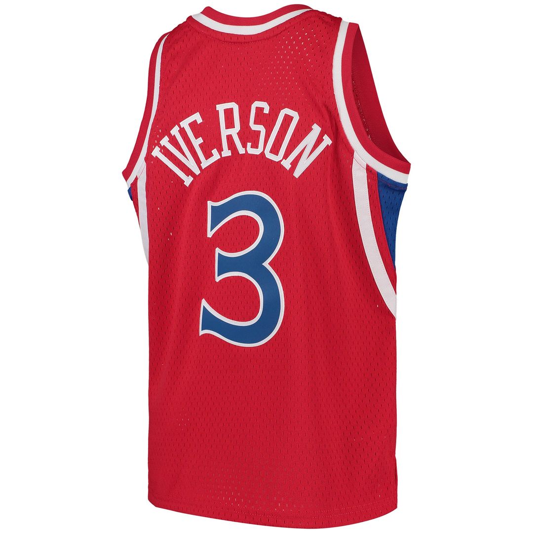 Allen Iverson Philadelphia 76ers Mitchell & Ness Youth 1996/97 Hardwood Classics Swingman Throwback Jersey - Red Official NBA Team Apparel Basketball