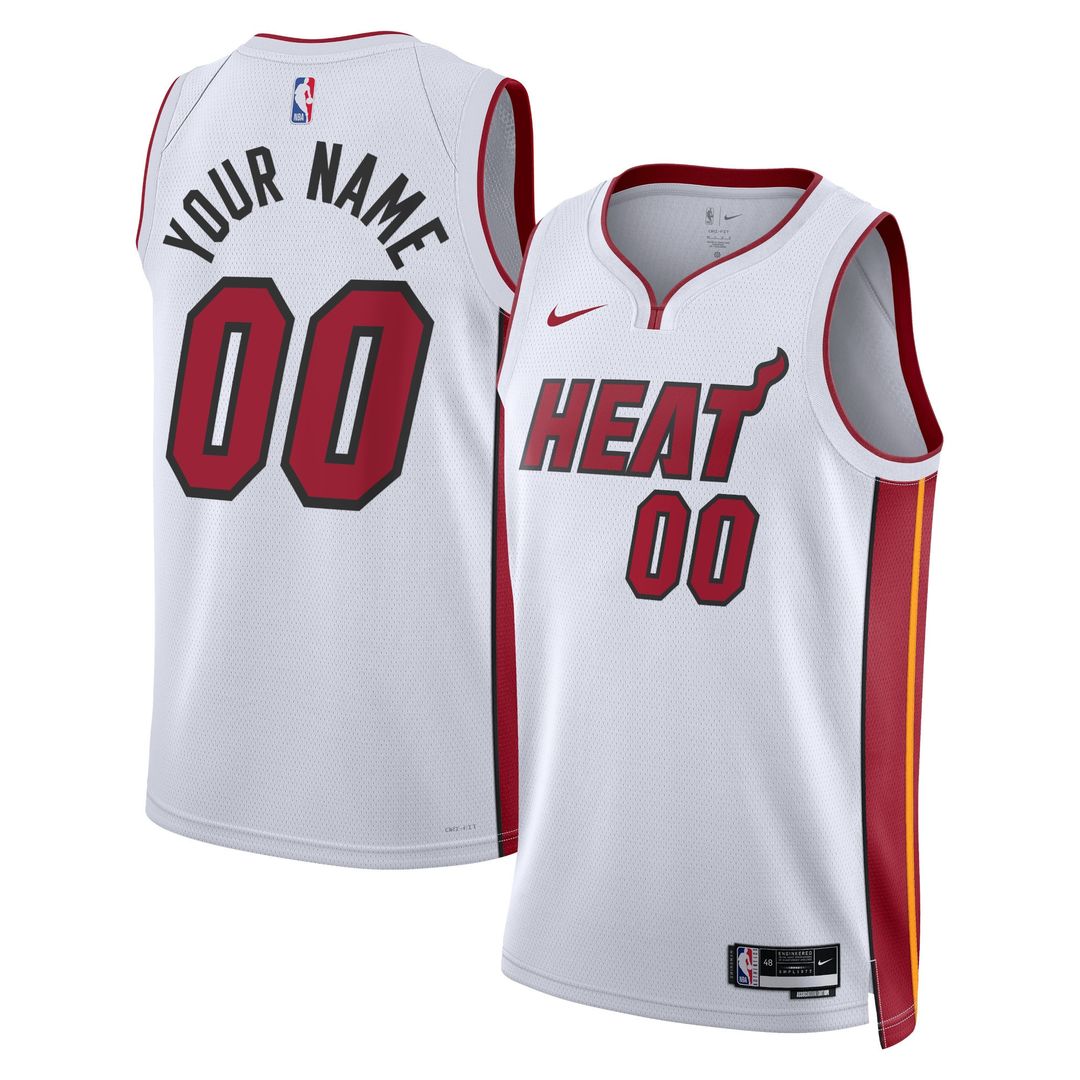 Miami Heat Nike Unisex Swingman Custom Jersey White - Association Edition Official NBA Team Apparel Basketball Fan Gear