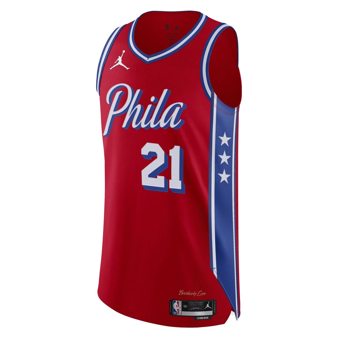 Joel Embiid Philadelphia 76ers Jordan Brand Authentic Player Jersey - Statement Edition - Red Official NBA Team Apparel Basketball Fan Gear