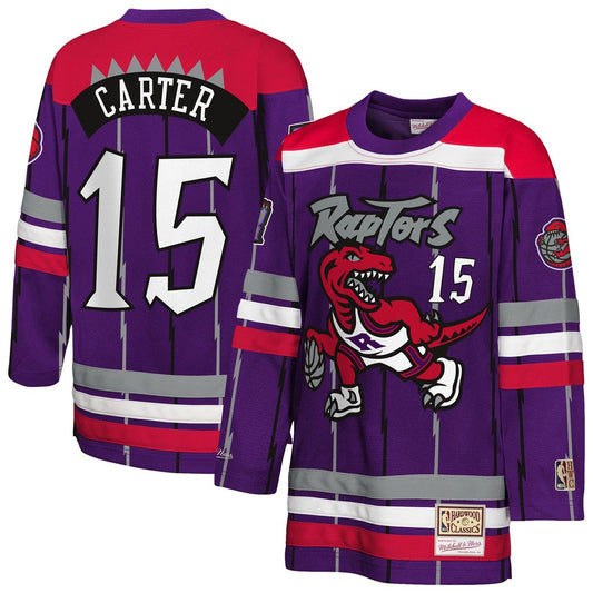 Vince Carter Toronto Raptors Mitchell & Ness Youth Maxxed Out 2.0 Fashion Hockey Jersey - Purple Official NBA Team Apparel Basketball Fan Gear