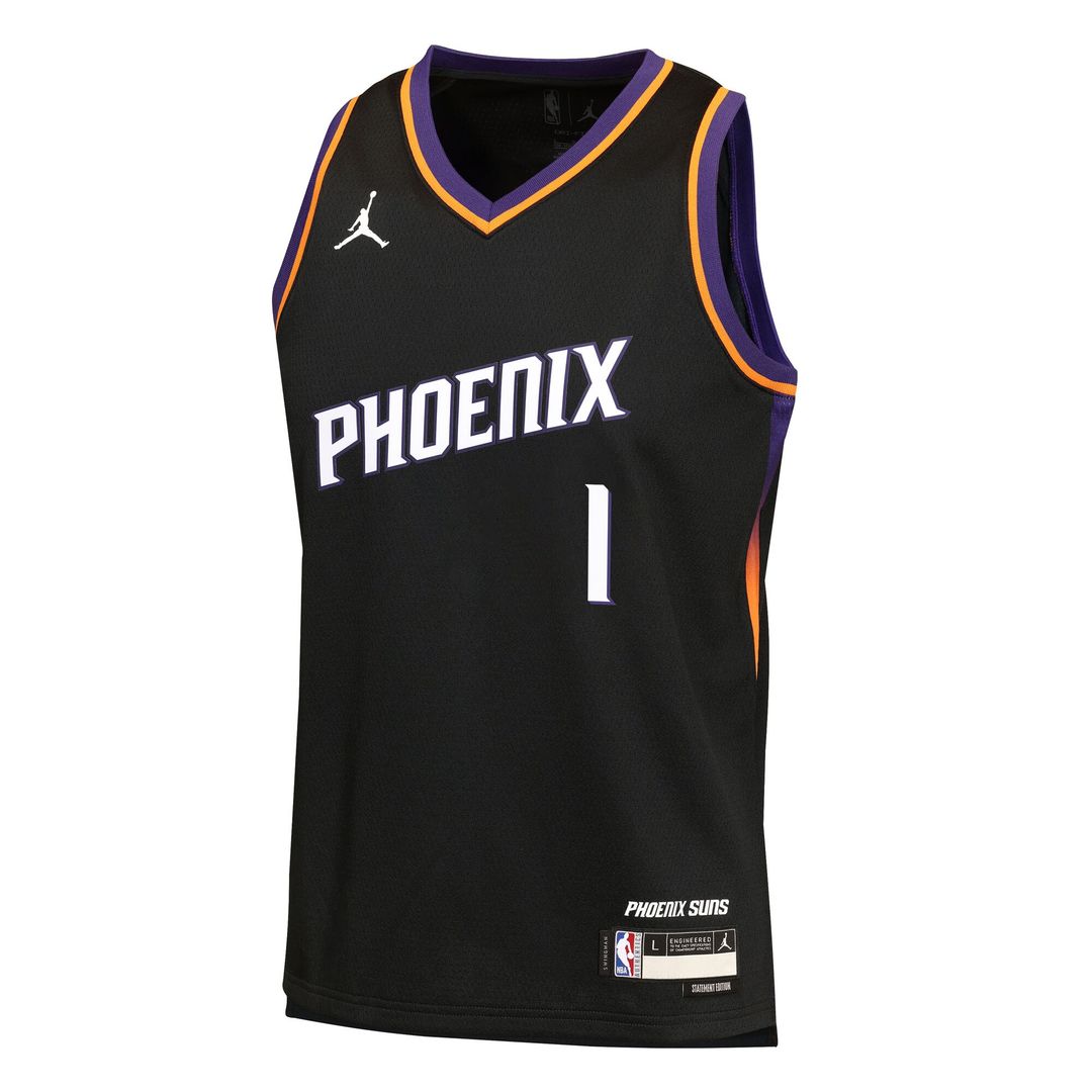 Devin Booker Phoenix Suns Jordan Brand Youth Swingman Jersey - Statement Edition - Black Official NBA Team Apparel Basketball Fan Gear