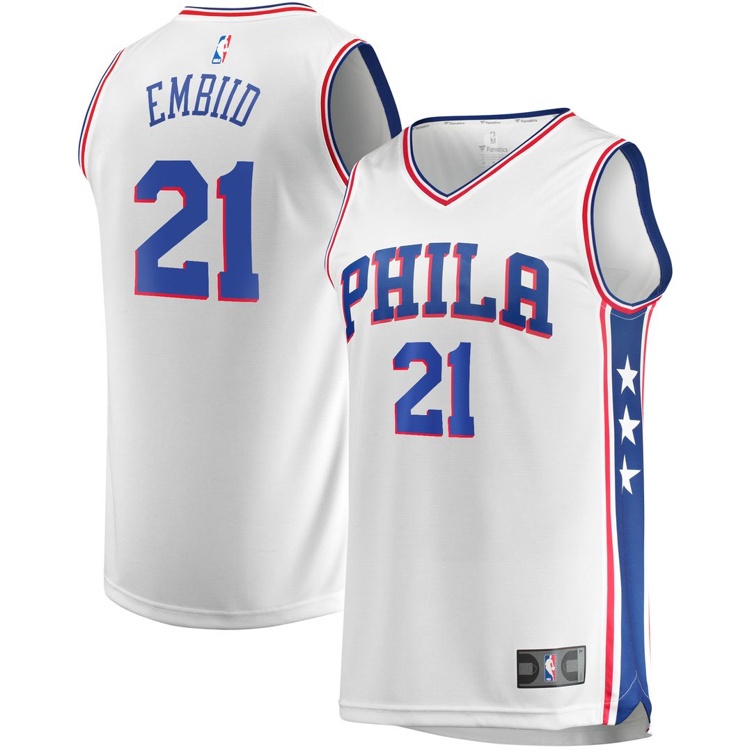 Joel Embiid Philadelphia 76ers Fanatics Replica Jersey - Association Edition - White Official NBA Team Apparel Basketball Fan Gear