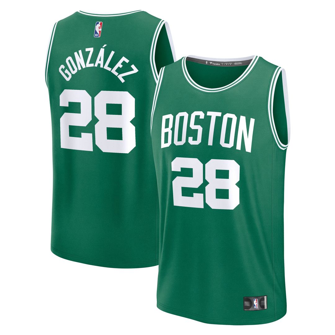Hugo Gonzalez Boston Celtics Fanatics Youth 2025 NBA Draft First Round Pick Fast Break Replica Jersey - Icon Edition - Kelly Green Official NBA Team A