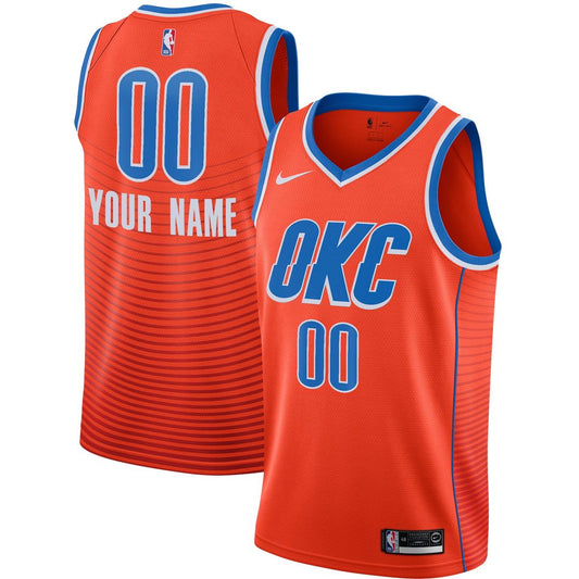 Oklahoma City Thunder Jordan Brand Swingman Custom Jersey - Statement Edition - Orange Official NBA Team Apparel Basketball Fan Gear