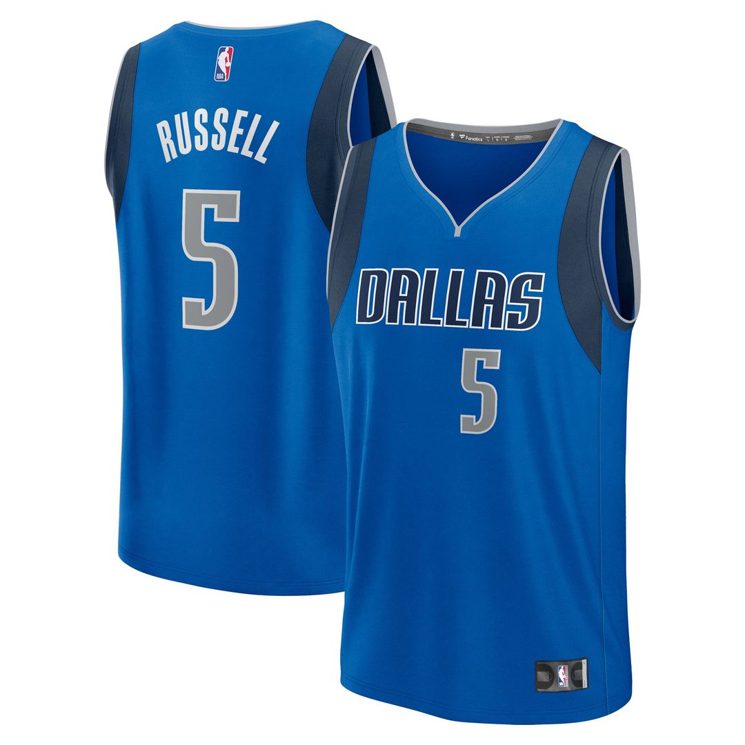 D'Angelo Russell Dallas Mavericks Fanatics Fast Break Replica Player Jersey - Icon Edition - Blue Official NBA Team Apparel Basketball Fan Gear