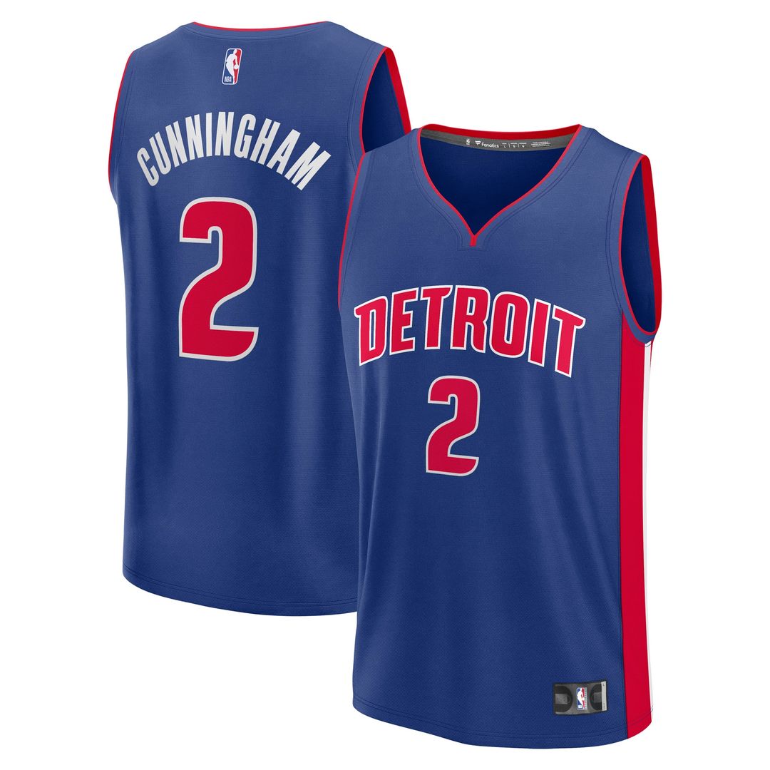 Cade Cunningham Detroit Pistons Fanatics Fast Break Replica Player Jersey - Icon Edition - Blue Official NBA Team Apparel Basketball Fan Gear
