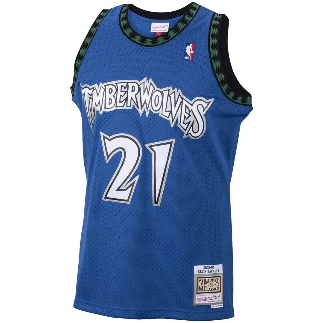 Kevin Garnett Minnesota Timberwolves Mitchell & Ness 2003/04 Hardwood Classics Swingman Jersey - Blue Official NBA Team Apparel Basketball Fan Gear