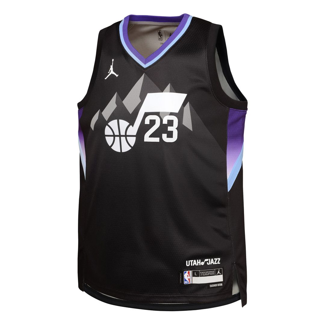 Lauri Markkanen Utah Jazz Jordan Brand Youth Swingman Jersey - Statement Edition - Black Official NBA Team Apparel Basketball Fan Gear