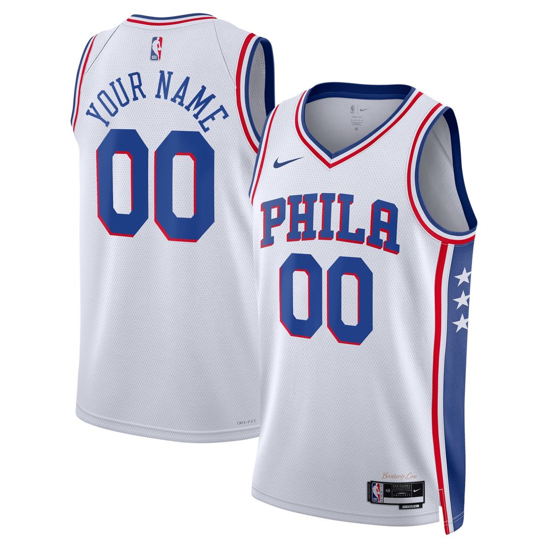 Philadelphia 76ers Nike Unisex 2022/23 Swingman Custom Jersey White - Association Edition Official NBA Team Apparel Basketball Fan Gear
